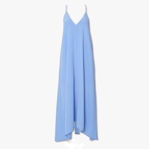 NEW-FOREVER 21 Textured Woven Flowy Cami Racer Back Midi Dress In Blue SZ Large